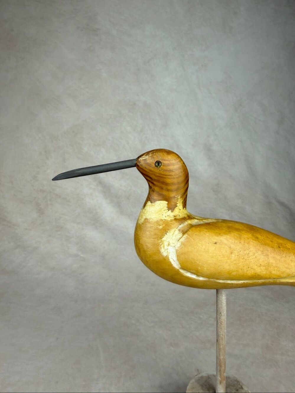 Vintage Wooden Carved Shorebird Decoy Style 8” Folk Art Primitive - Picture 8 of 12